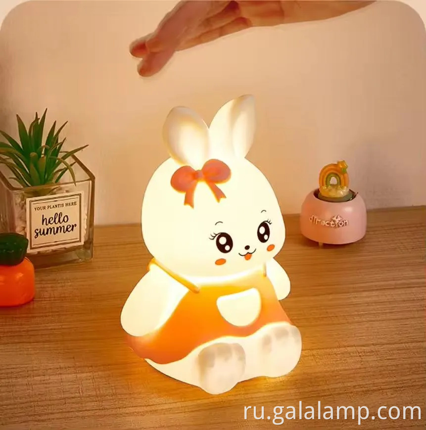 Симпатичный ночной свет животных: дизайн кролика для декорирования детской силиконовый мягкий свет